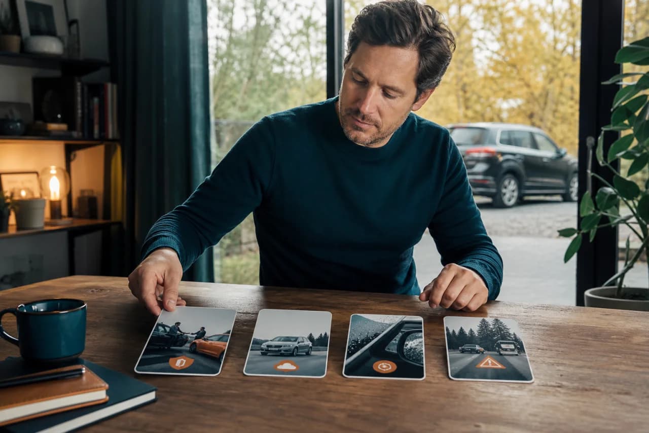 Bilkøber sammenligner ansvar, kasko, selvrisiko, glas og vejhjælp i tre forsikringstilbud