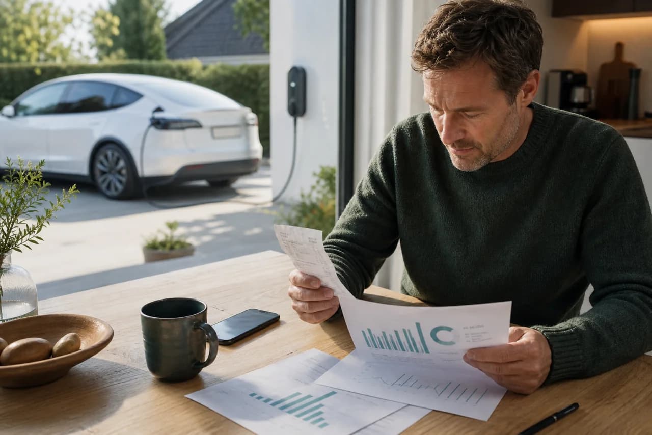 Bilejer sammenligner årligt ladebudget, hjemmeladning og offentlige ladestop ved køkkenbordet