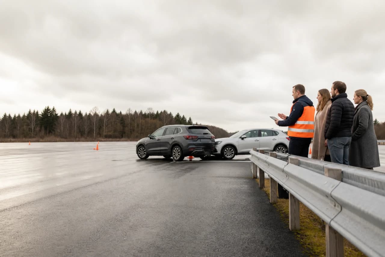 Bilister står sikkert væk fra trafikken efter et mindre uheld mens akutbehov vurderes