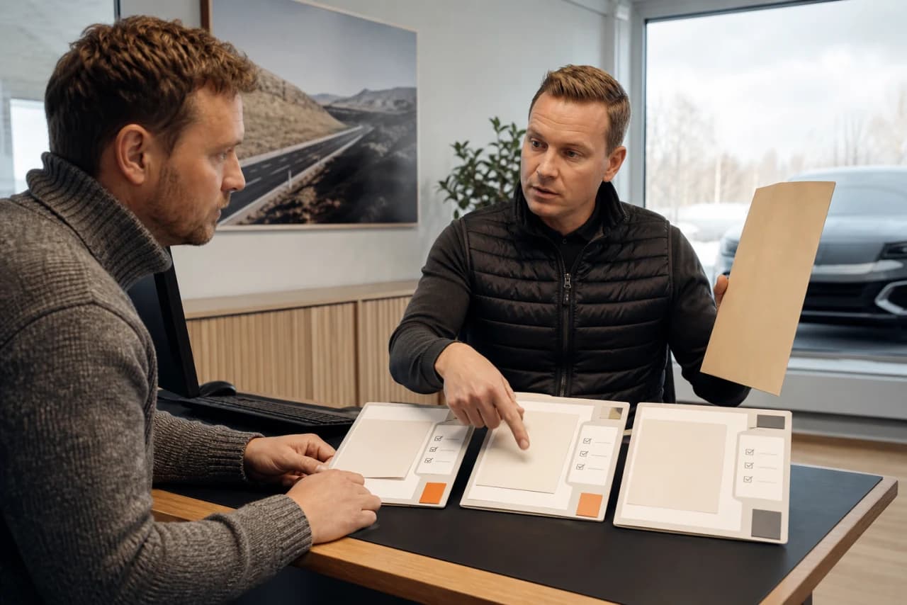 Registreringsattest sammenholdes med officielle tyske og franske miljømærkeportaler på en rejseplan